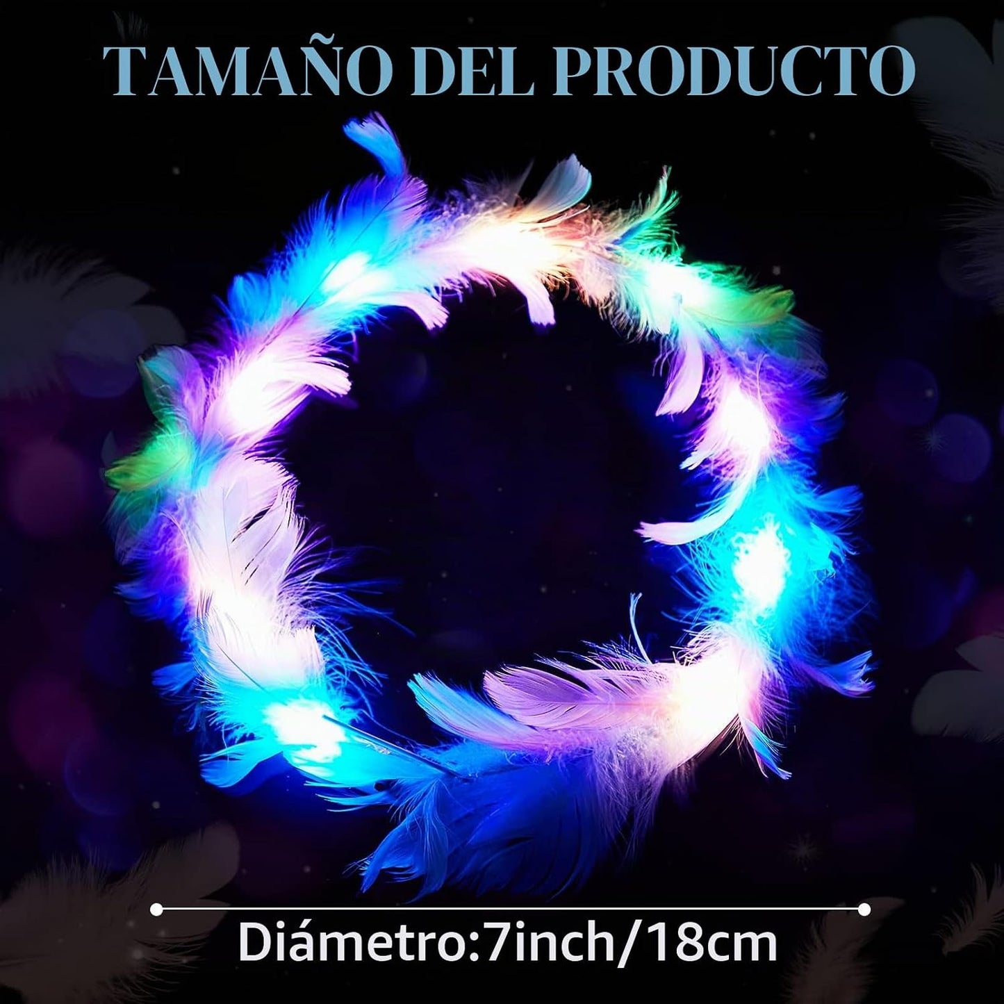 Taiyin - 20 diademas de corona de plumas LED para bodas, coloridas...