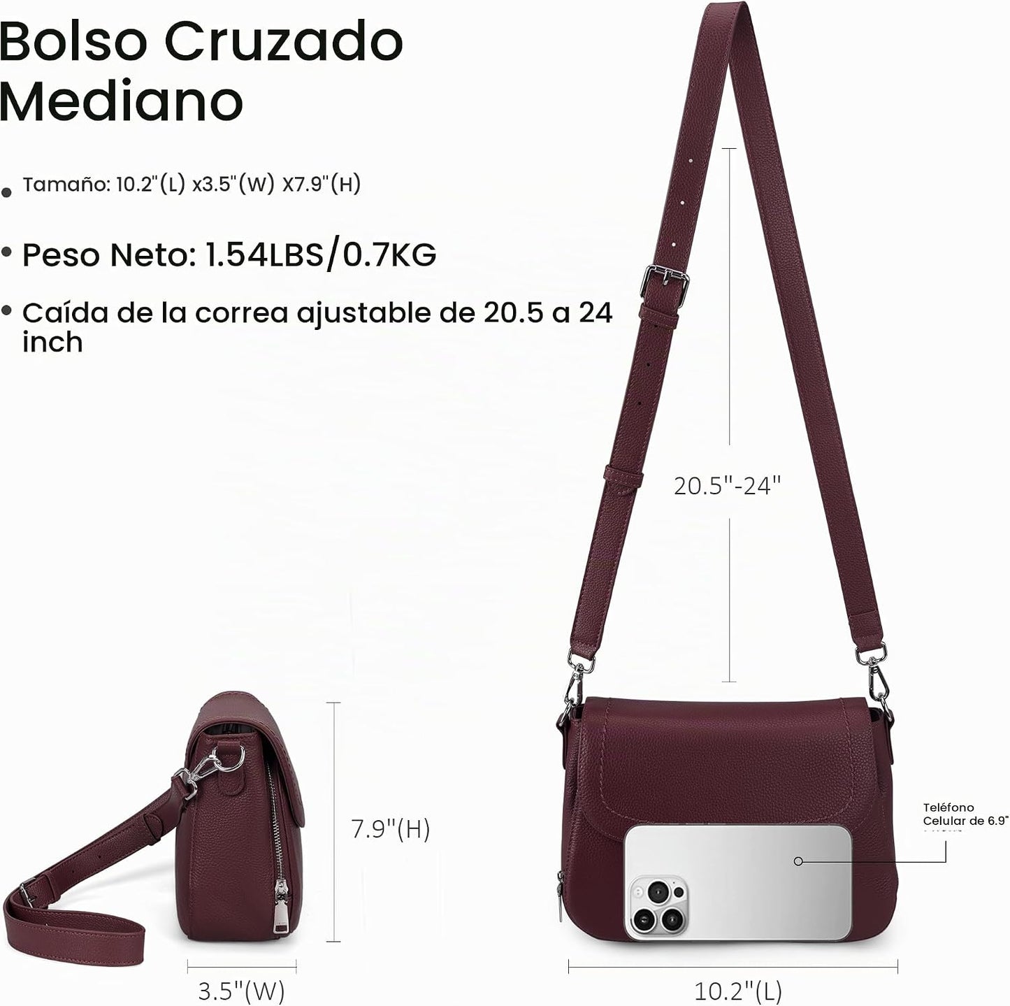 befen Bolsos cruzados de cuero genuino para mujer con cartera RFID...