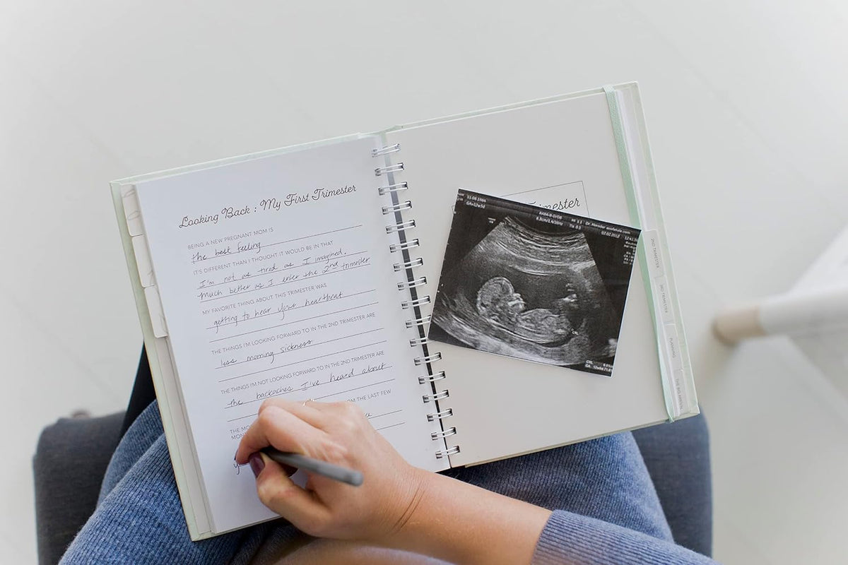 Pearhead My Pregnancy Journal, hoja verde salvia, inserto de fotos...