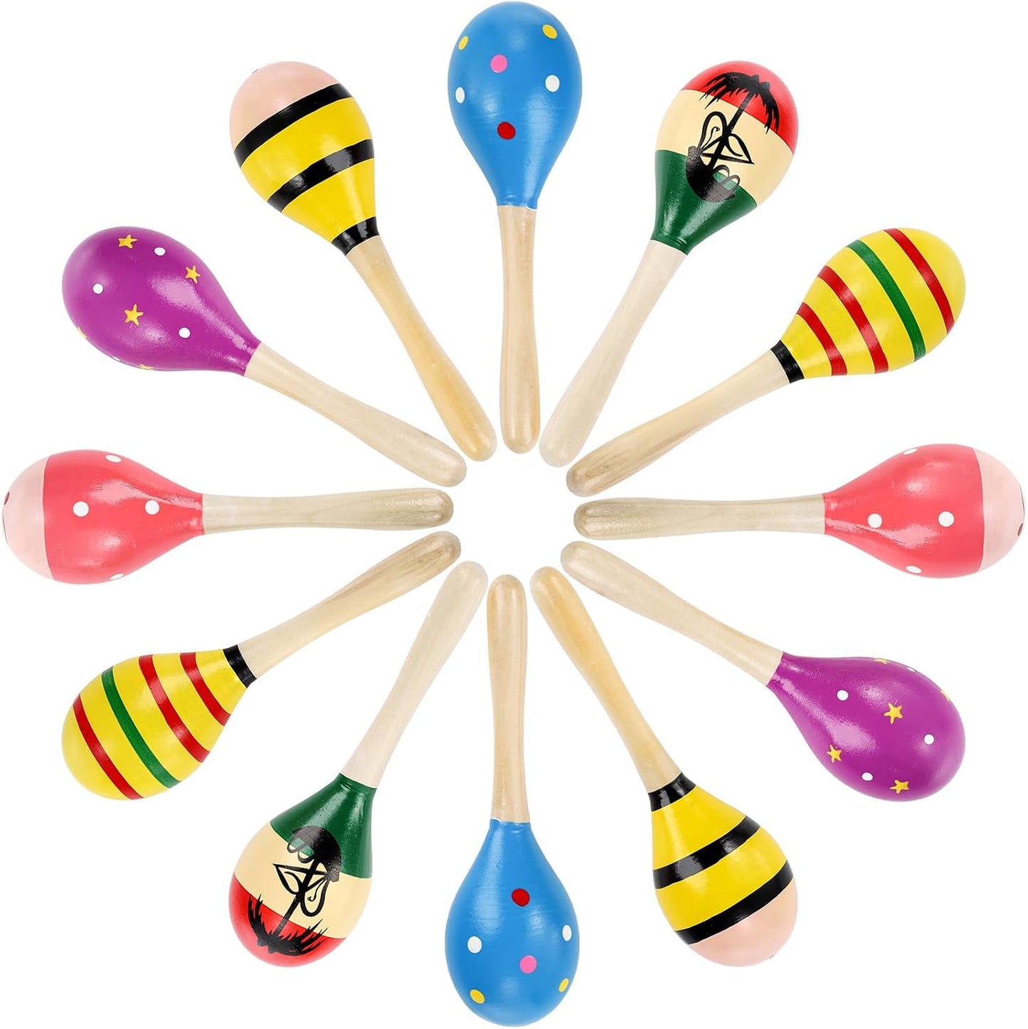 Hedume Paquete de 12 maracas de madera para festivales, 8 pulgadas,...