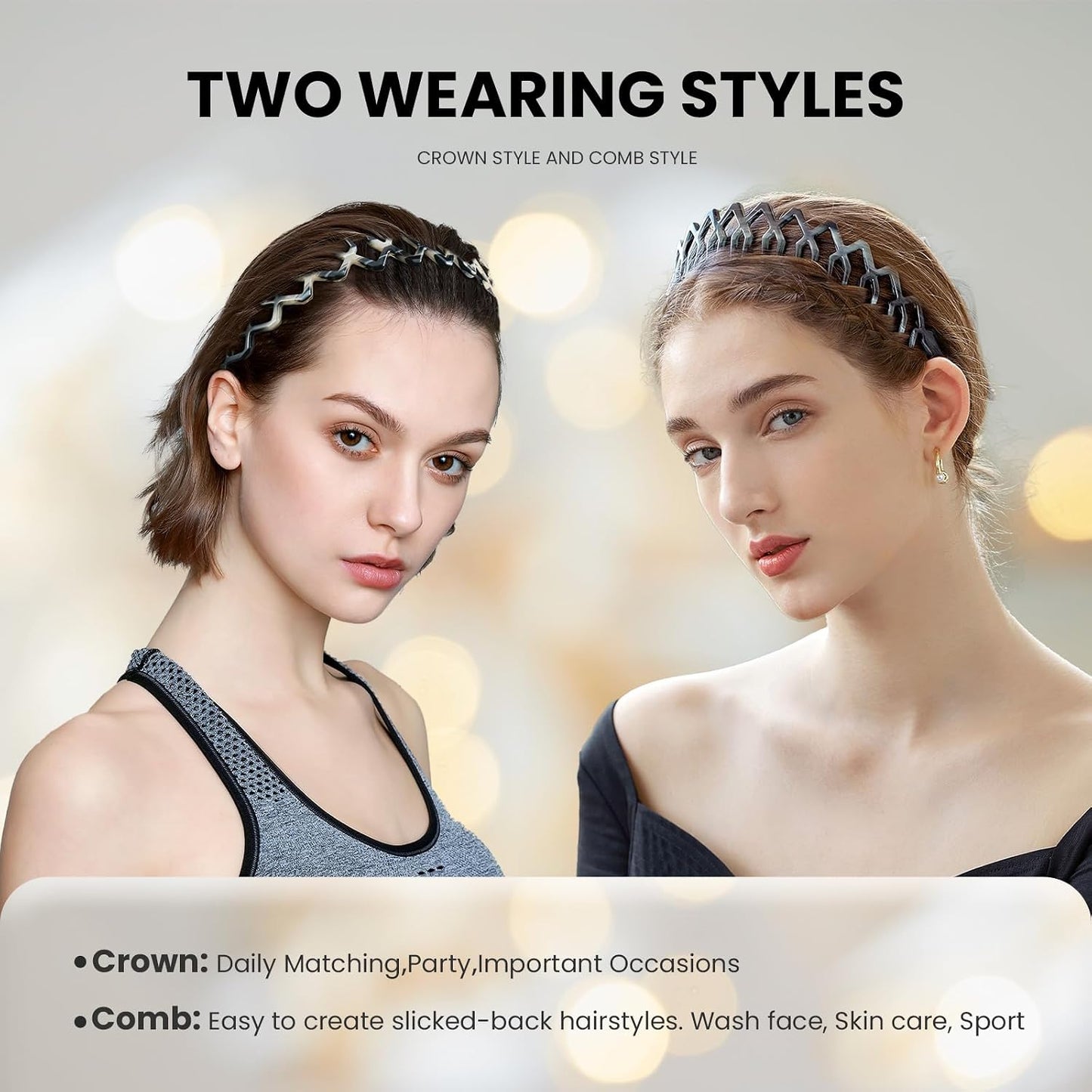 EVITA PERONI Diadema de peine para mujeres y niñas, diadema en zigz...