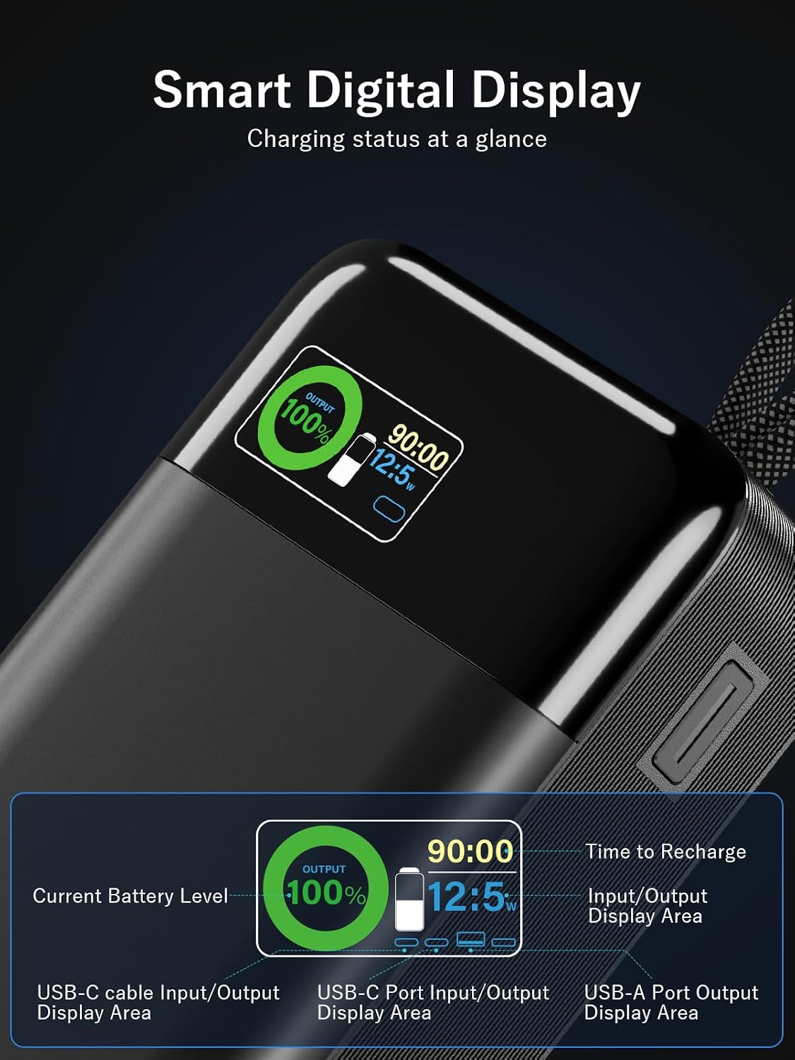 Feidyns Cargador portátil para portátil de 65 W \u2013 Banco de ene...