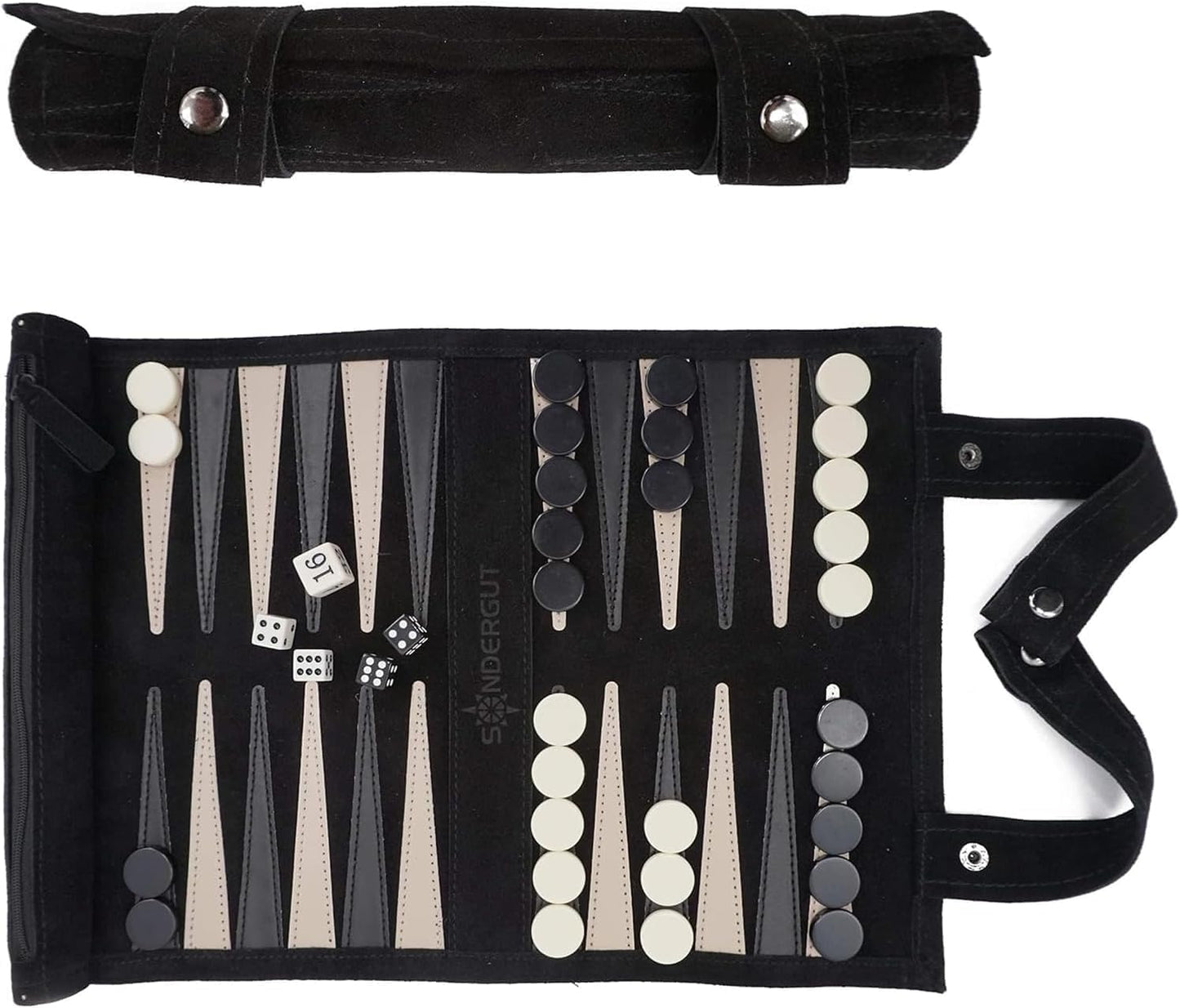 Sondergut Juego de backgammon de gamuza portátil enrollable, para a...