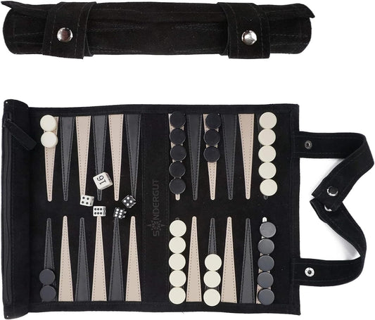 Sondergut Juego de backgammon de gamuza portátil enrollable, para a...