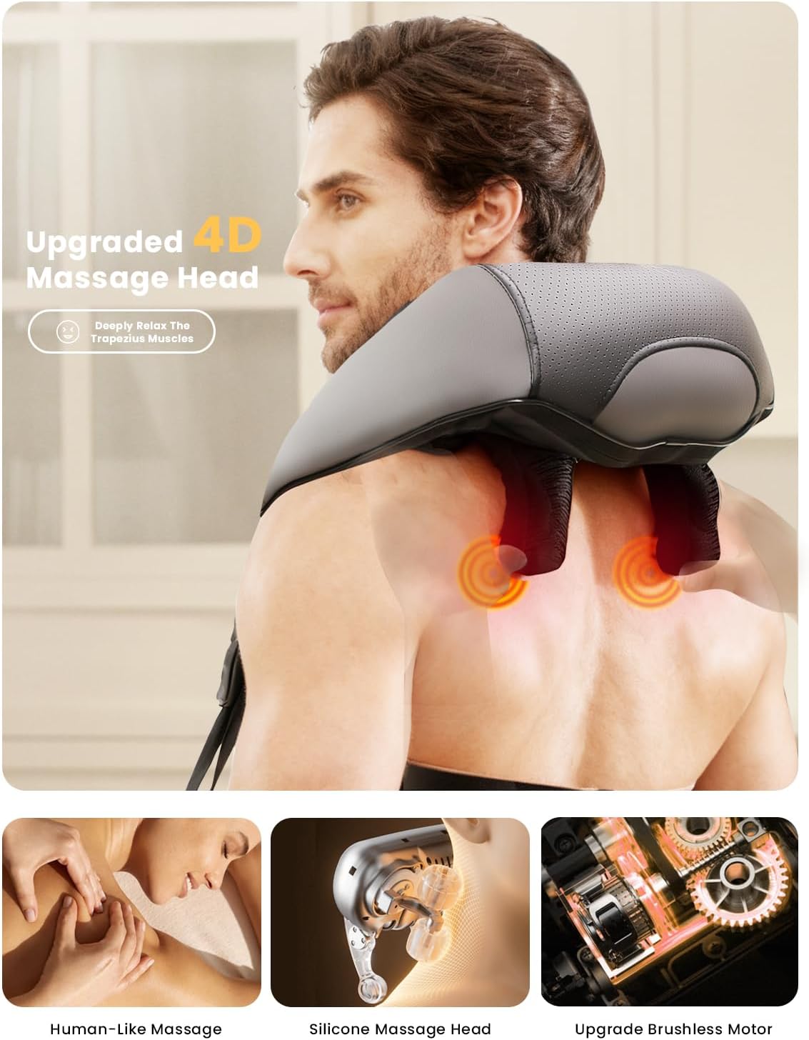 MASGRE Masajeador de cuello de ancho ajustable inalámbrico con calo...