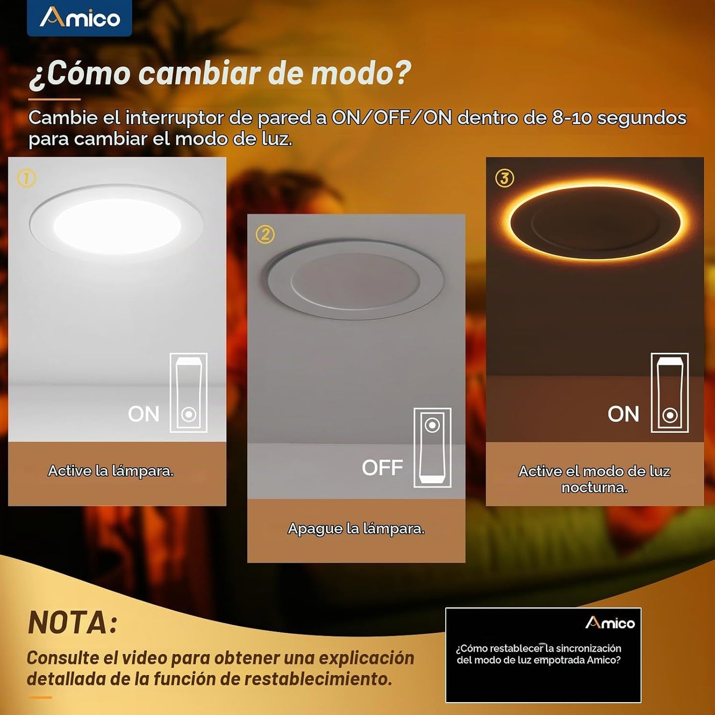 Amico paquete de 12 luces de techo empotrables de 6 pulgadas, 5 CCT...
