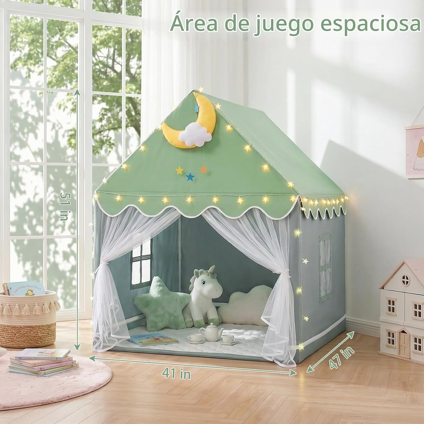 GeeSound Tienda de campaña para niños para niñas en interior: con p...