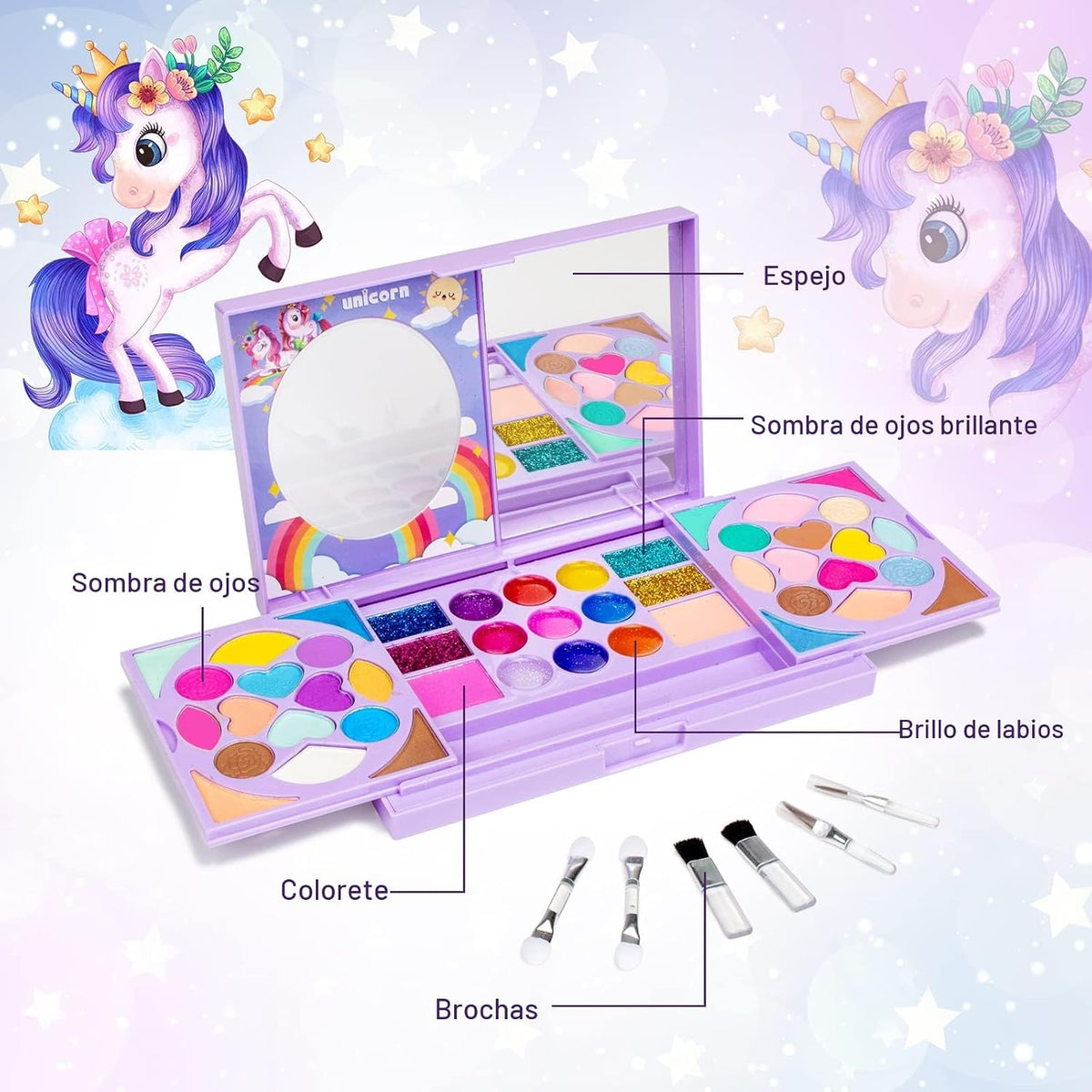 Tomons Kit de maquillaje para niños, juego de cosméticos lavables p...