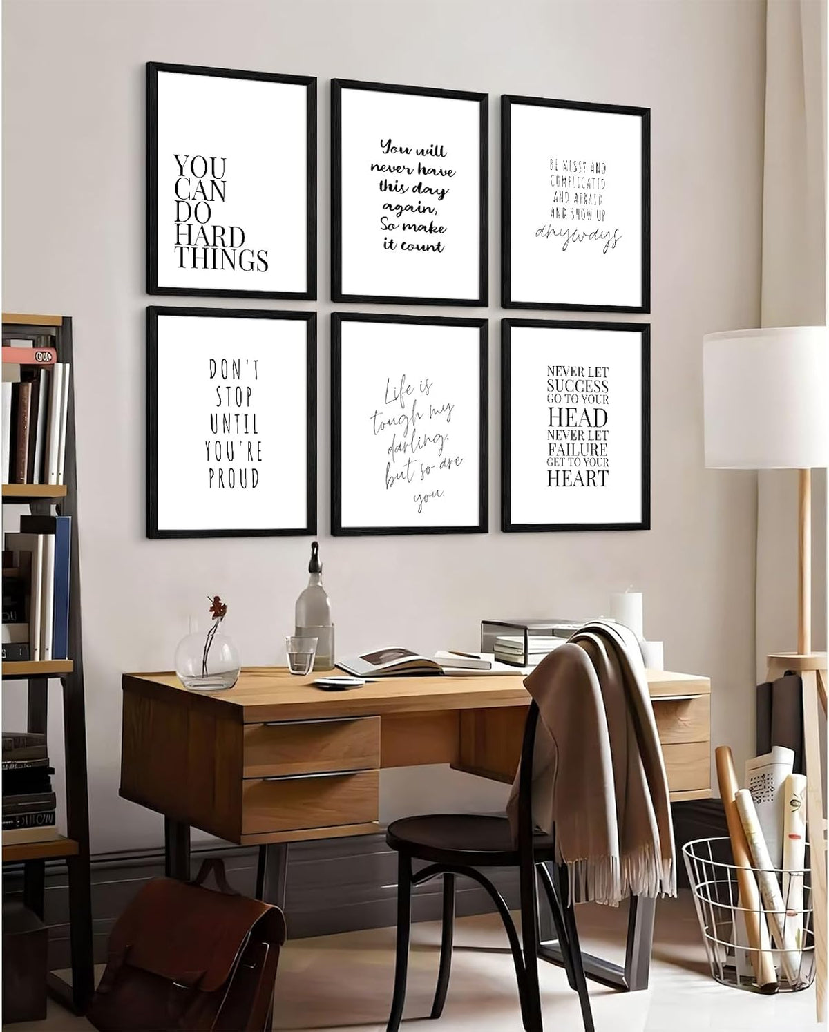 Arte de pared inspirador para oficina, con citas motivacionales, li...
