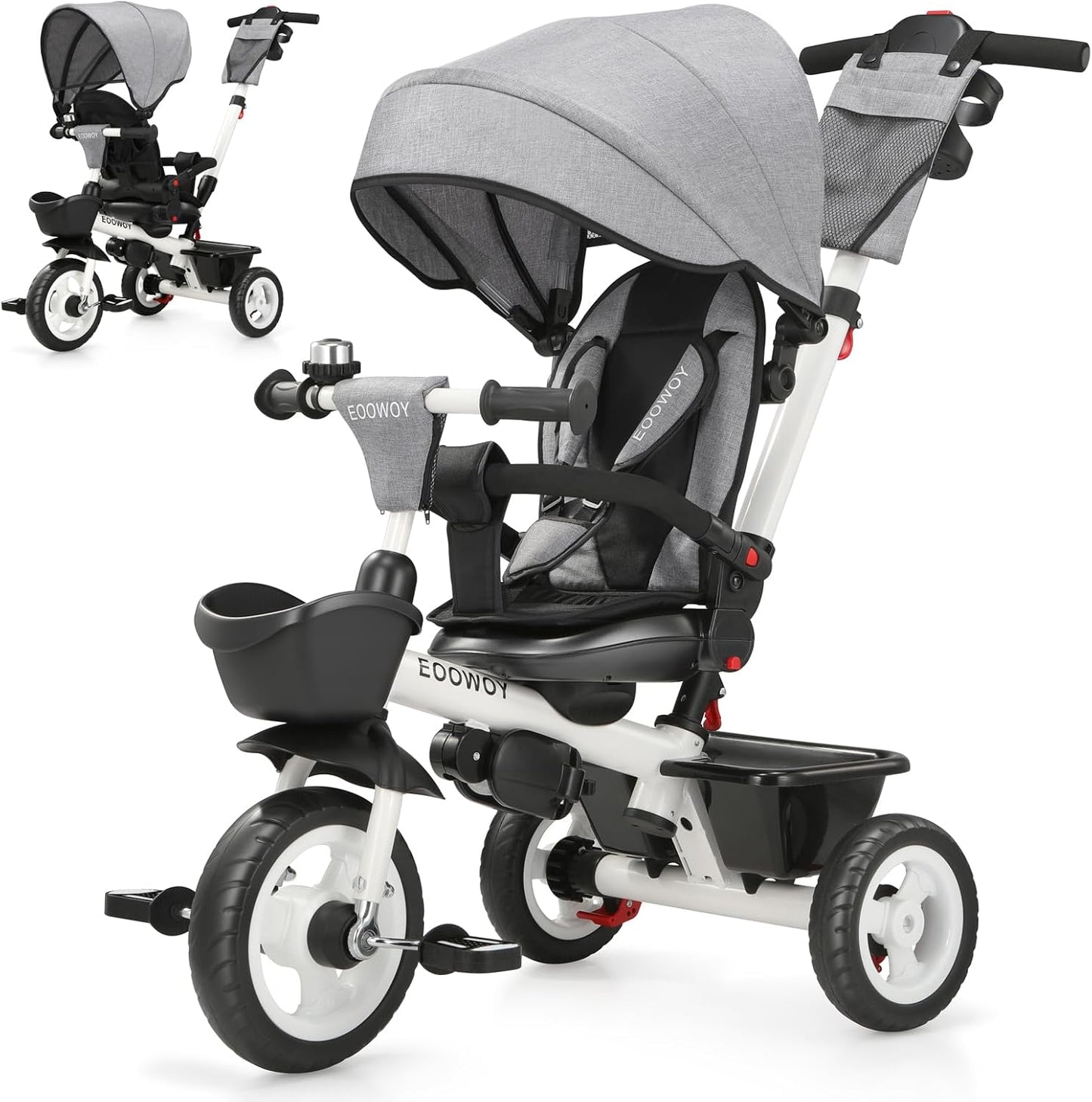 EOOWOY Triciclo para niños pequeños con mango de empuje, triciclo 7...