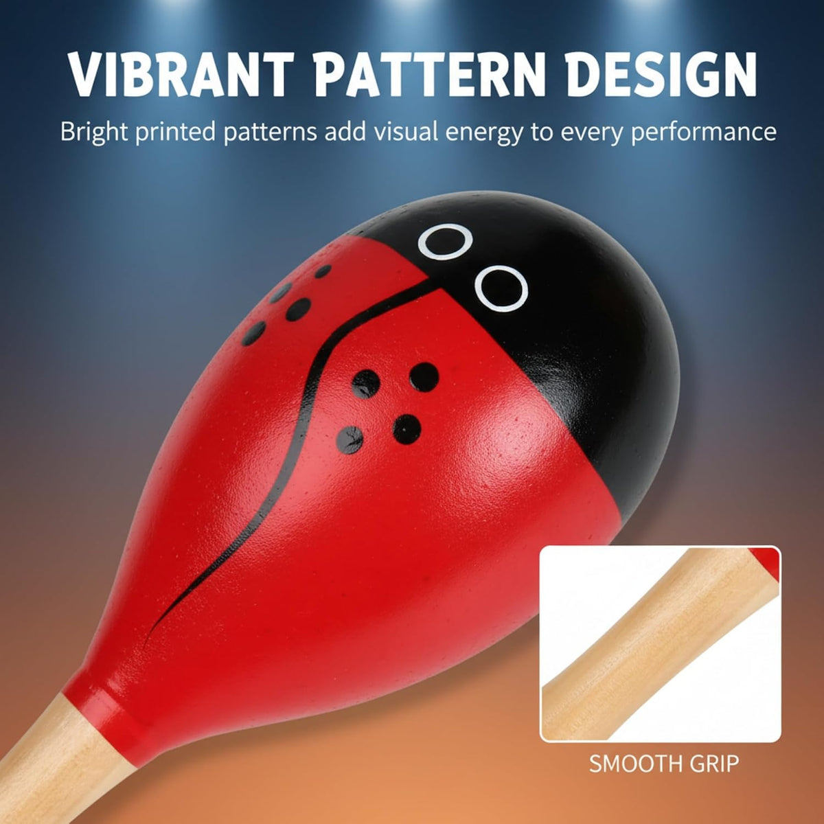 4 piezas Maracas, instrumento Maraca de madera de 9 pulgadas, rojo