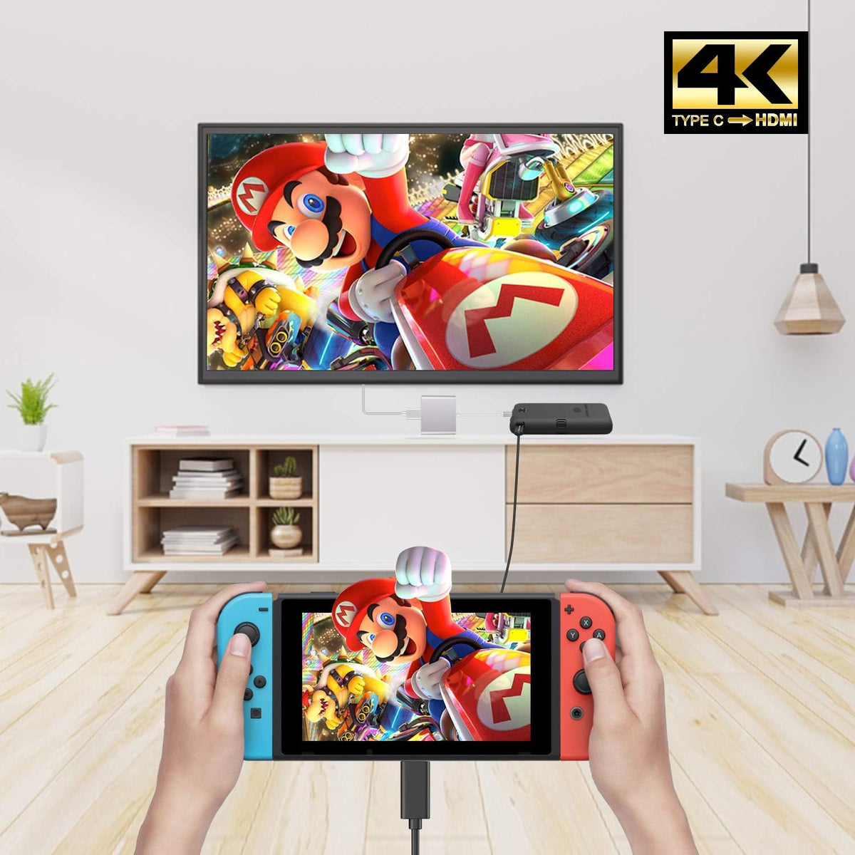 Battony Adaptador USB C a HDTV, convertidor AV multipuerto tipo C c...