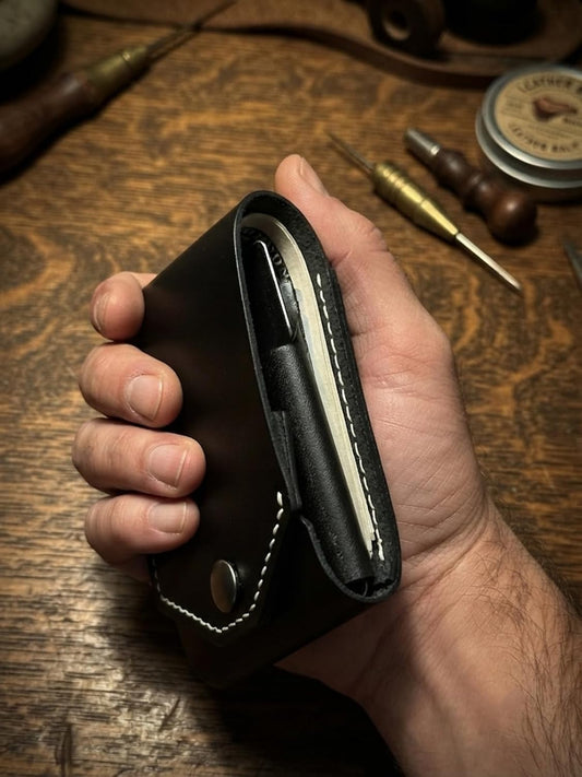 JusBumio Cartera plegable cosida a mano para hombre, con capacidad...