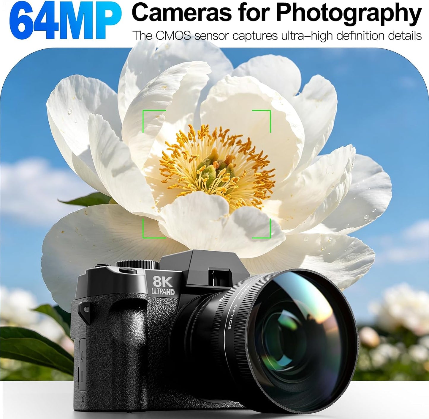 Kit de cámaras digitales G-Anica 8K para fotografía con lente dual...