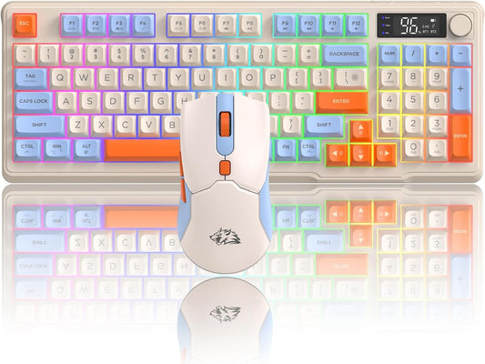 ZIYOU LANG T96 Combo de teclado y mouse inalámbricos para juegos, d...