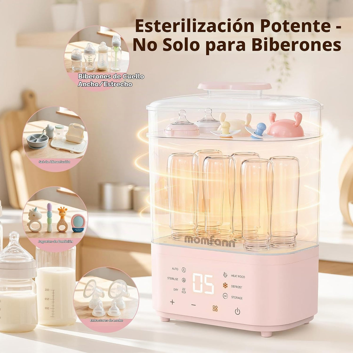 MOMFANN Esterilizador y secador de biberones para biberones, chupet...