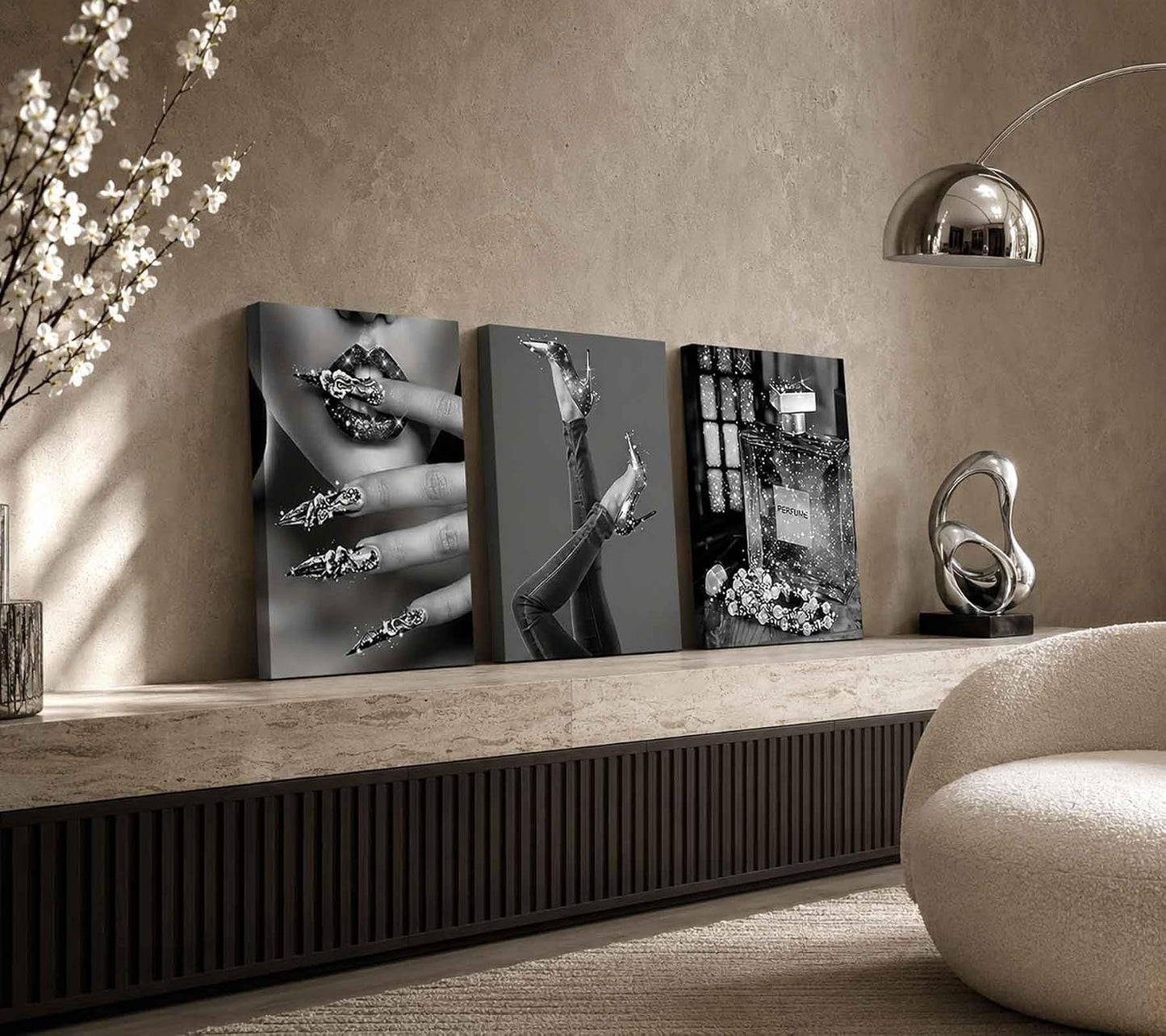 Lienzo moderno para mujer, arte de pared con estilo en blanco y neg...
