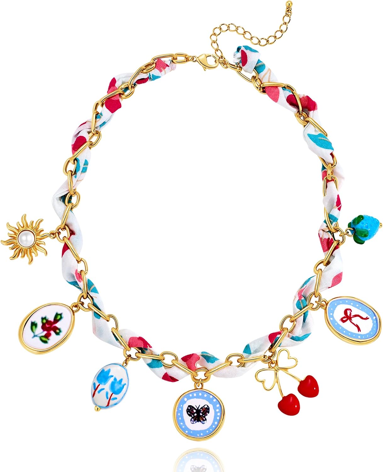 LILIE&amp;WHITE Collar con dijes de oro para mujer, collar bandana...