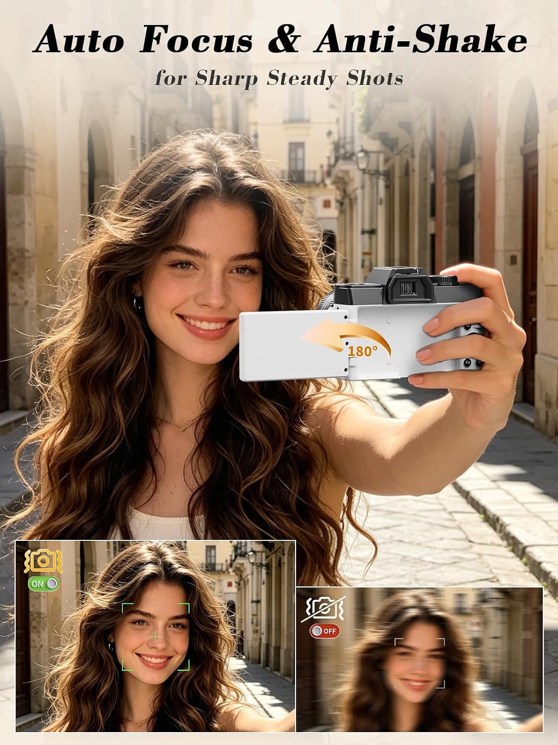 Cámara digital True 5K 64MP para fotografía (blanco perla) | Enfoqu...
