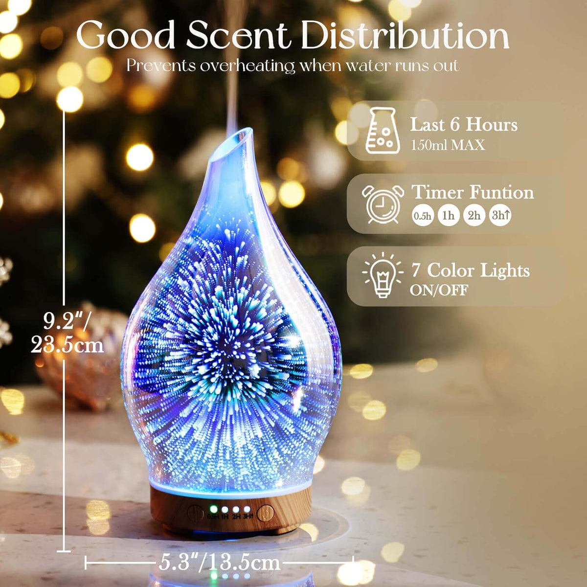 Porseme Difusor de Aceite 3D de Vidrio Aromaterapia Humidificador U...