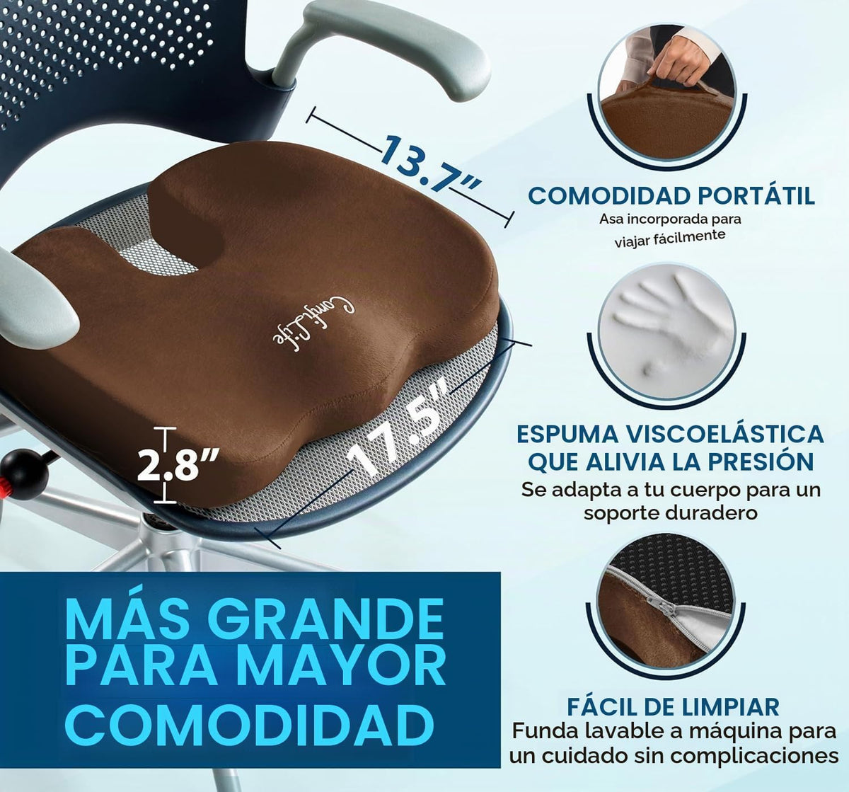 ComfiLife - Cojín prémium de gel y espuma viscoelástica para silla...