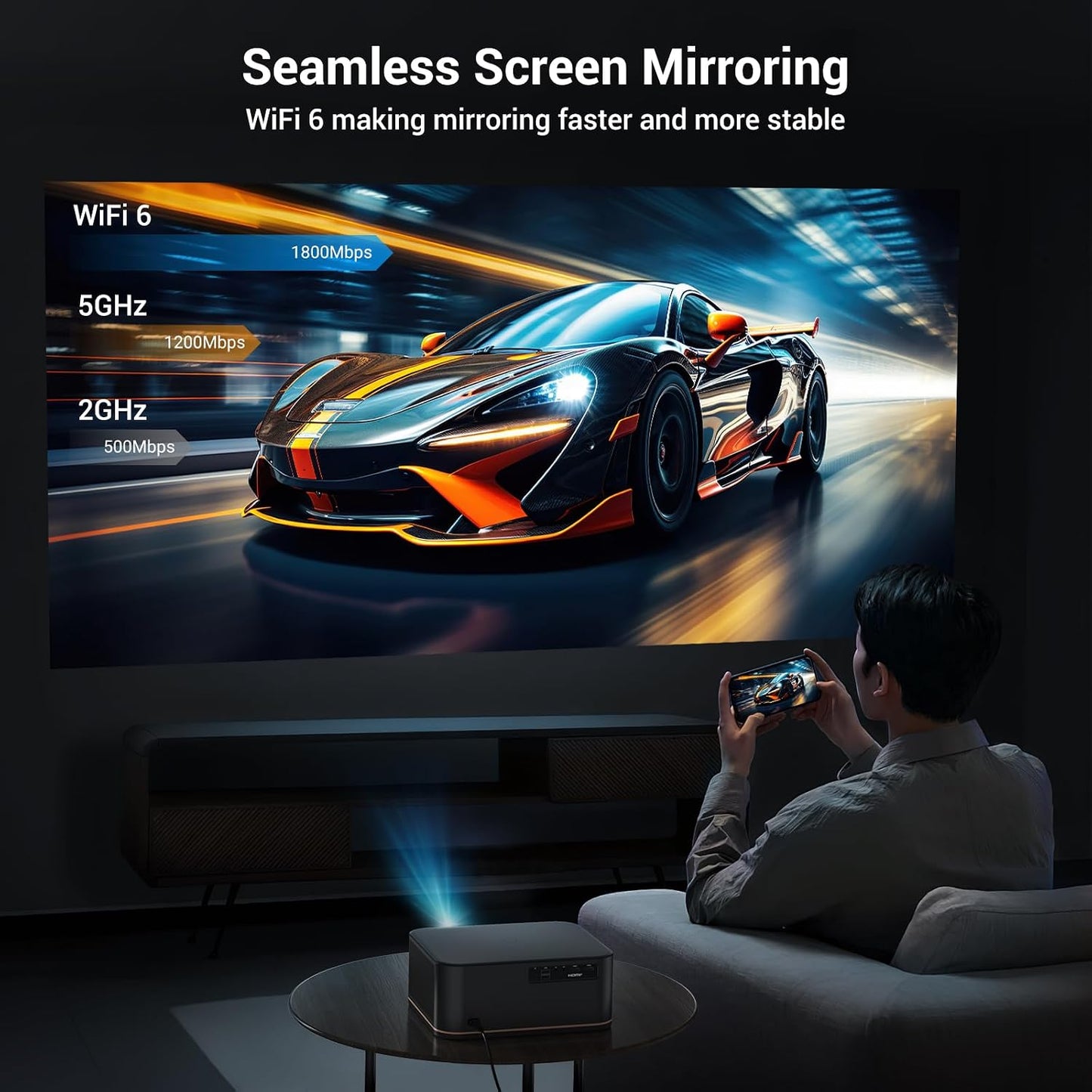 Proyector de decodificación ANSI 4K 2000 con WiFi y Bluetooth, cine...