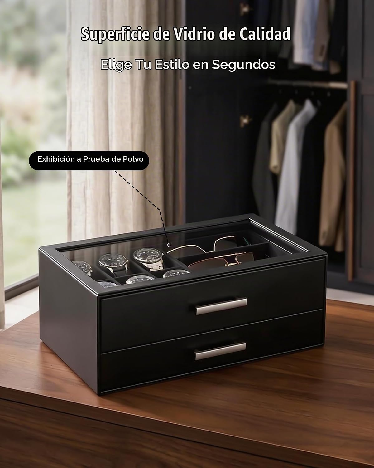 ProCase Joyero extraíble para hombre, caja de reloj de 6 ranuras y...