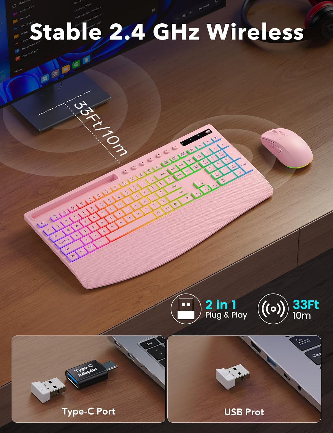 Trueque Combo de teclado y mouse inalámbricos, batería de 4000 mAh...