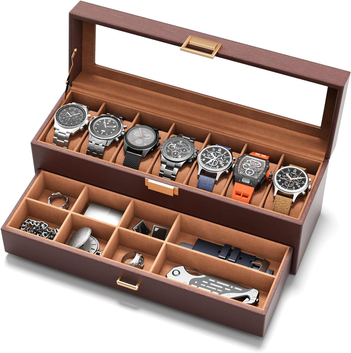 Caja de reloj sensok para hombres - Organizador de almacenamiento p...