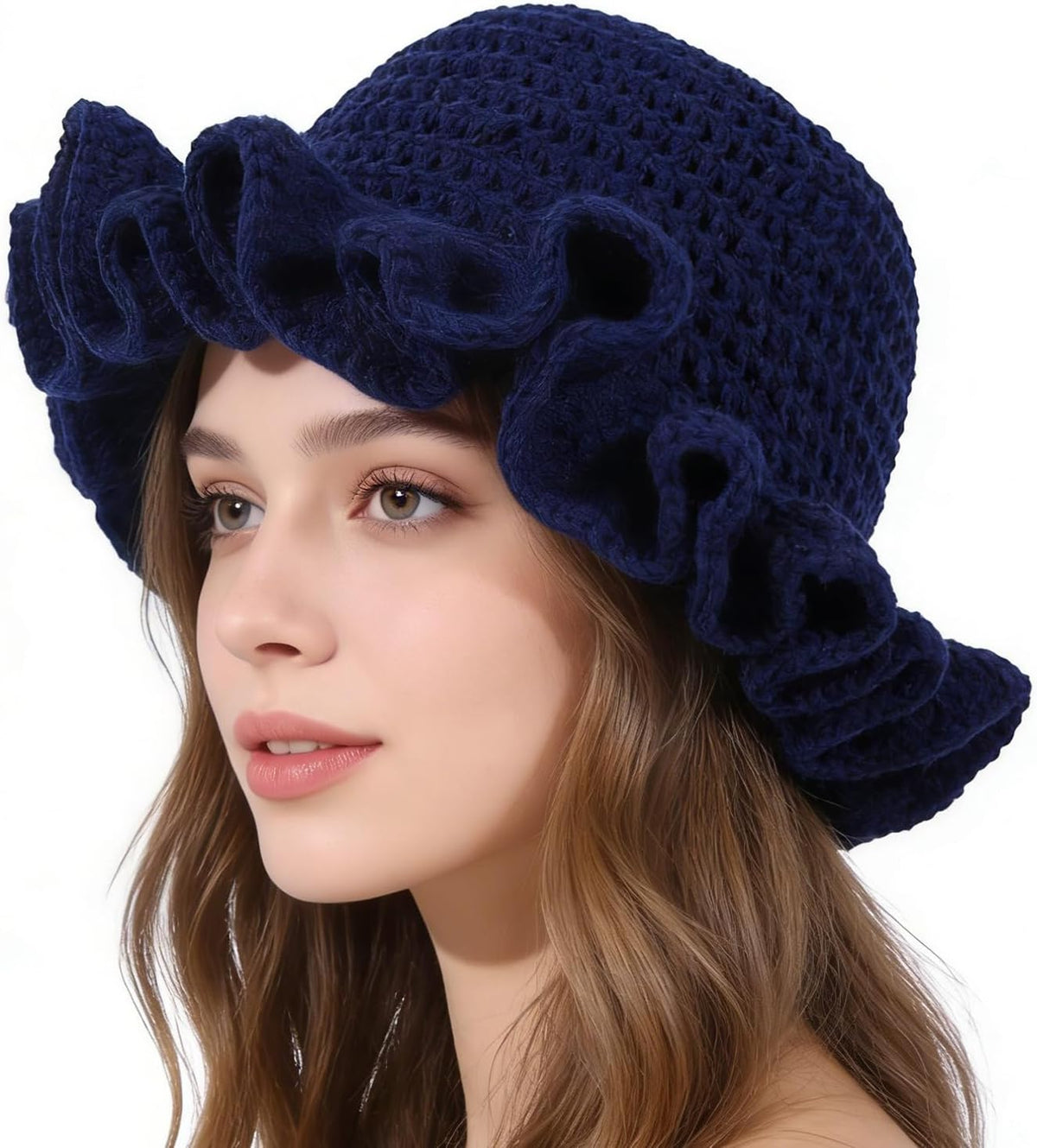Sombrero de pescador de ganchillo para mujer, cómodo gorro de punto...