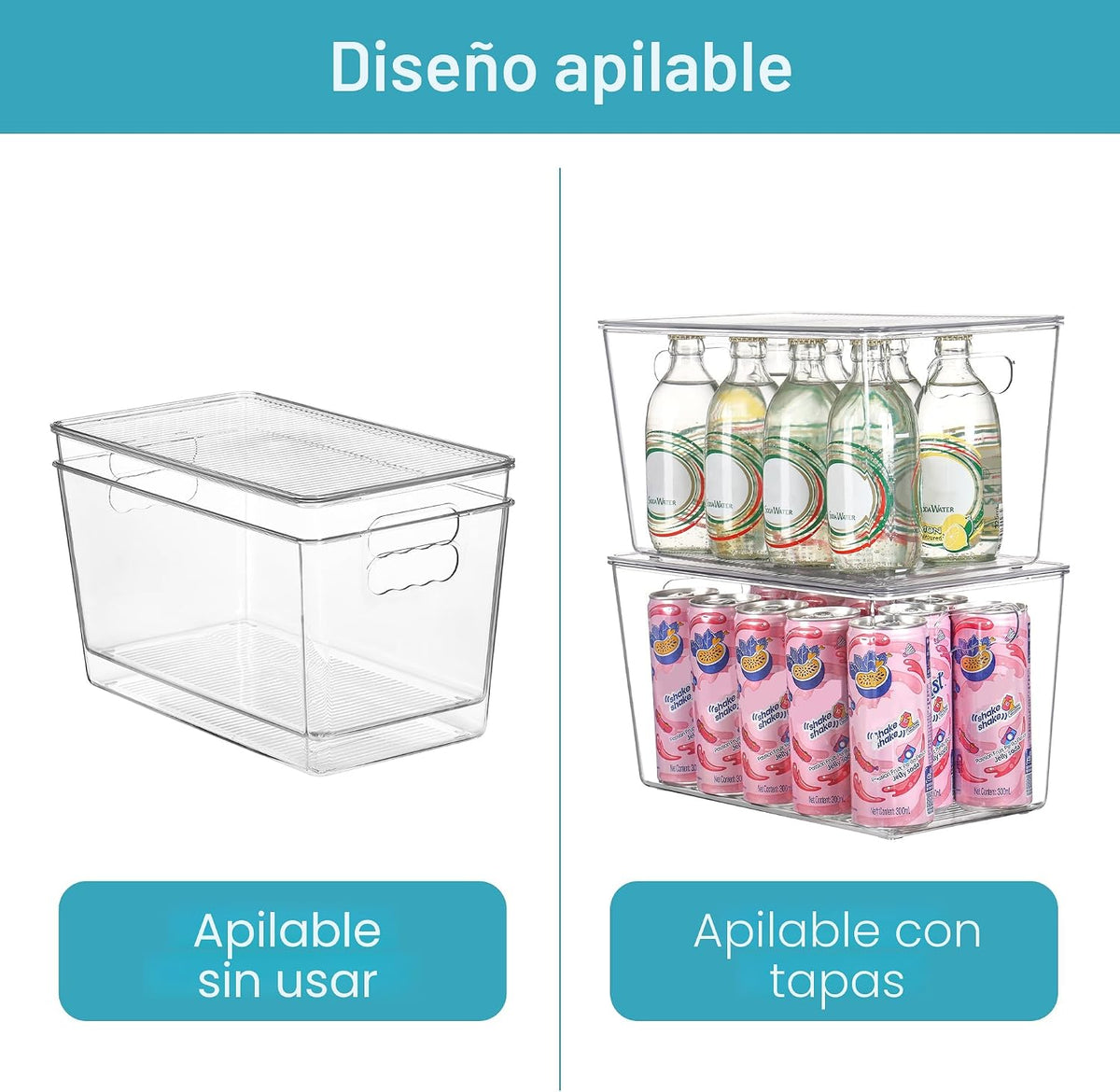 Vtopmart Paquete de 8 contenedores de almacenamiento apilables | Pl...