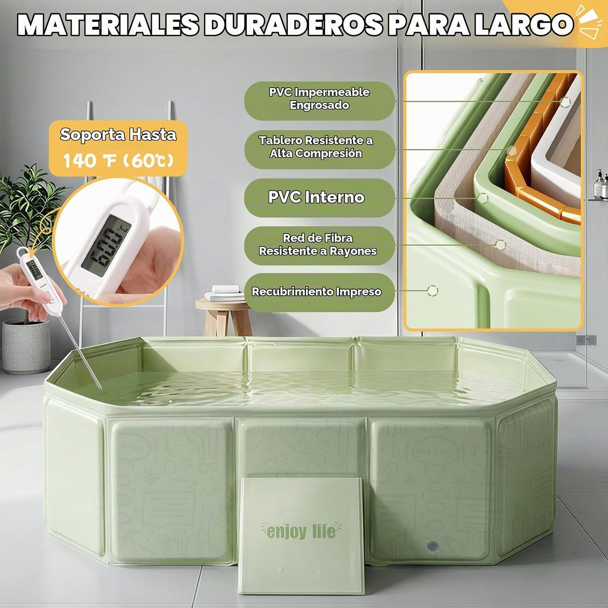 Orzbow Bañera para niños pequeños con tapón de drenaje lateral, por...