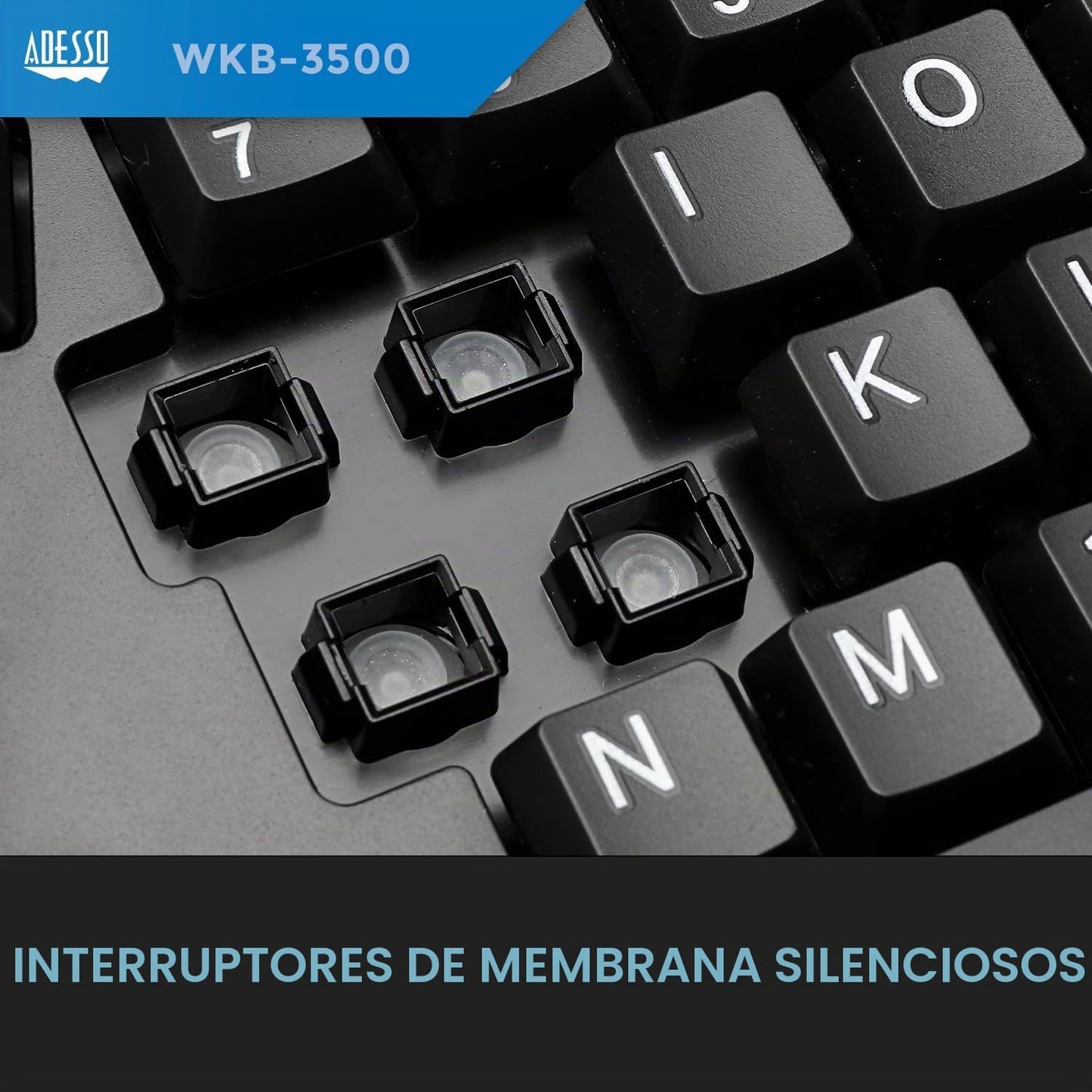 Adesso Teclado ergonómico inalámbrico 2 en 1, WKB-3500UB, negro | E...