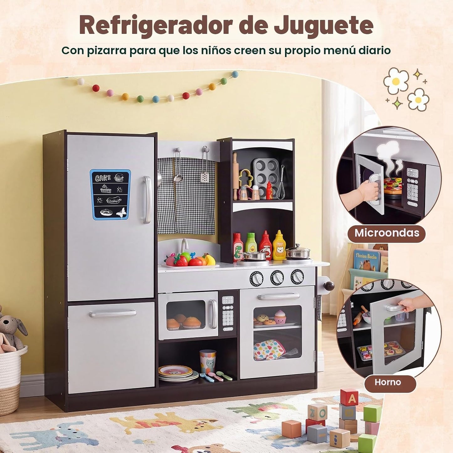 Costzon Cocina de Juguete para Niños, Conjunto de Cocina de Madera...