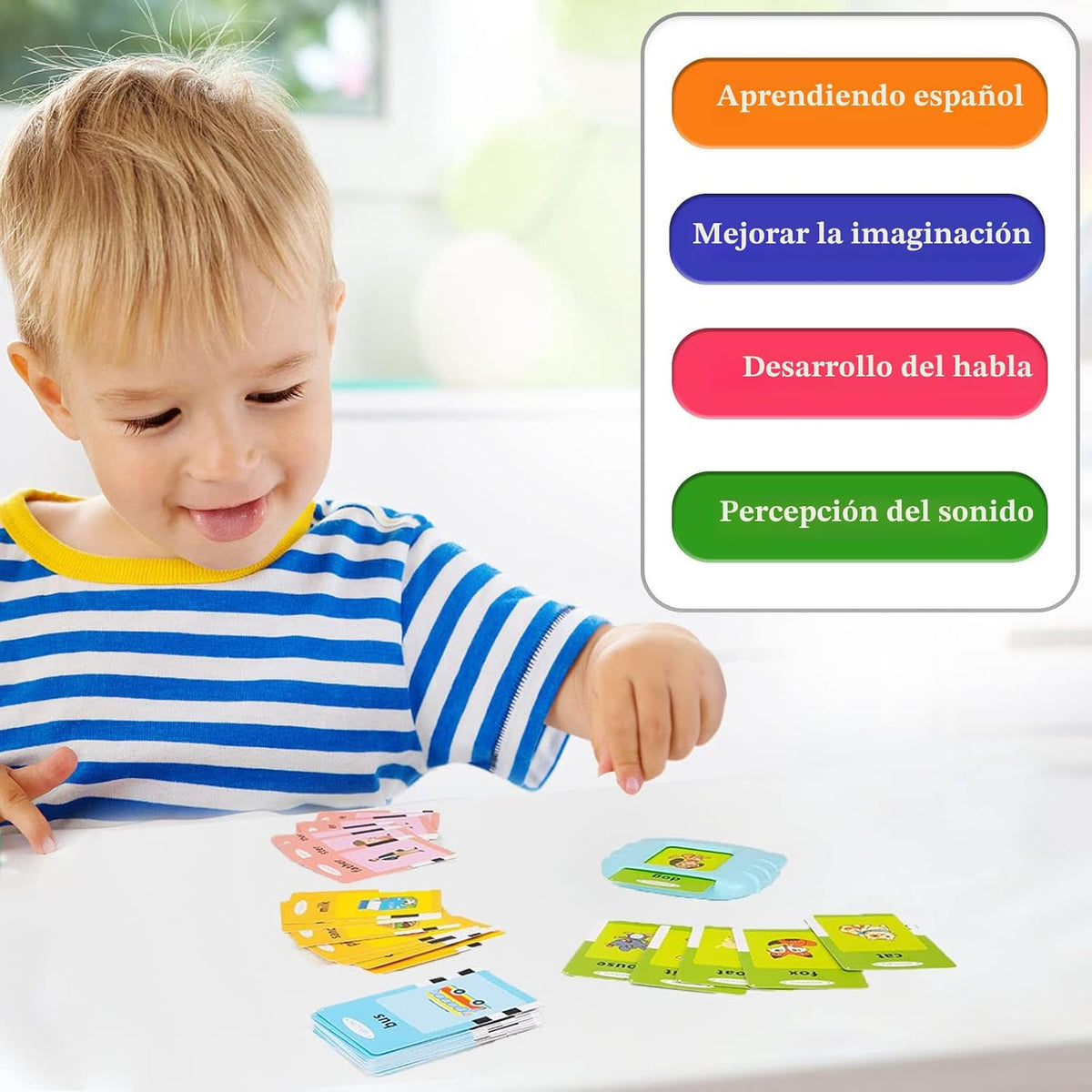 Startcan Tarjetas parlantes en español e inglés para niños pequeños...
