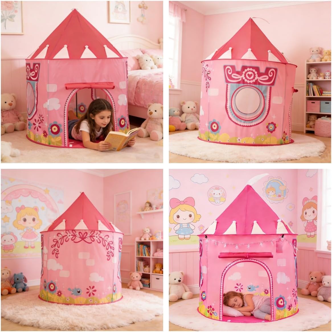ROIWUIE Tienda de campaña de juego Princess Castle para niños, tien...