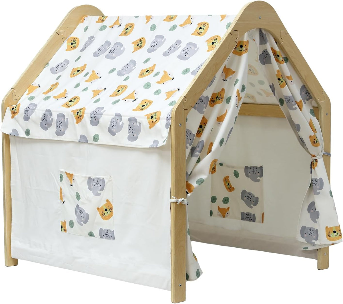Tienda de juegos de madera para niños, casa de juegos de lona inter...