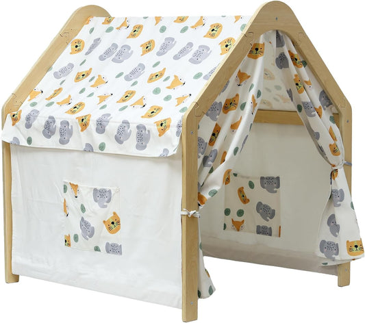 Tienda de juegos de madera para niños, casa de juegos de lona inter...