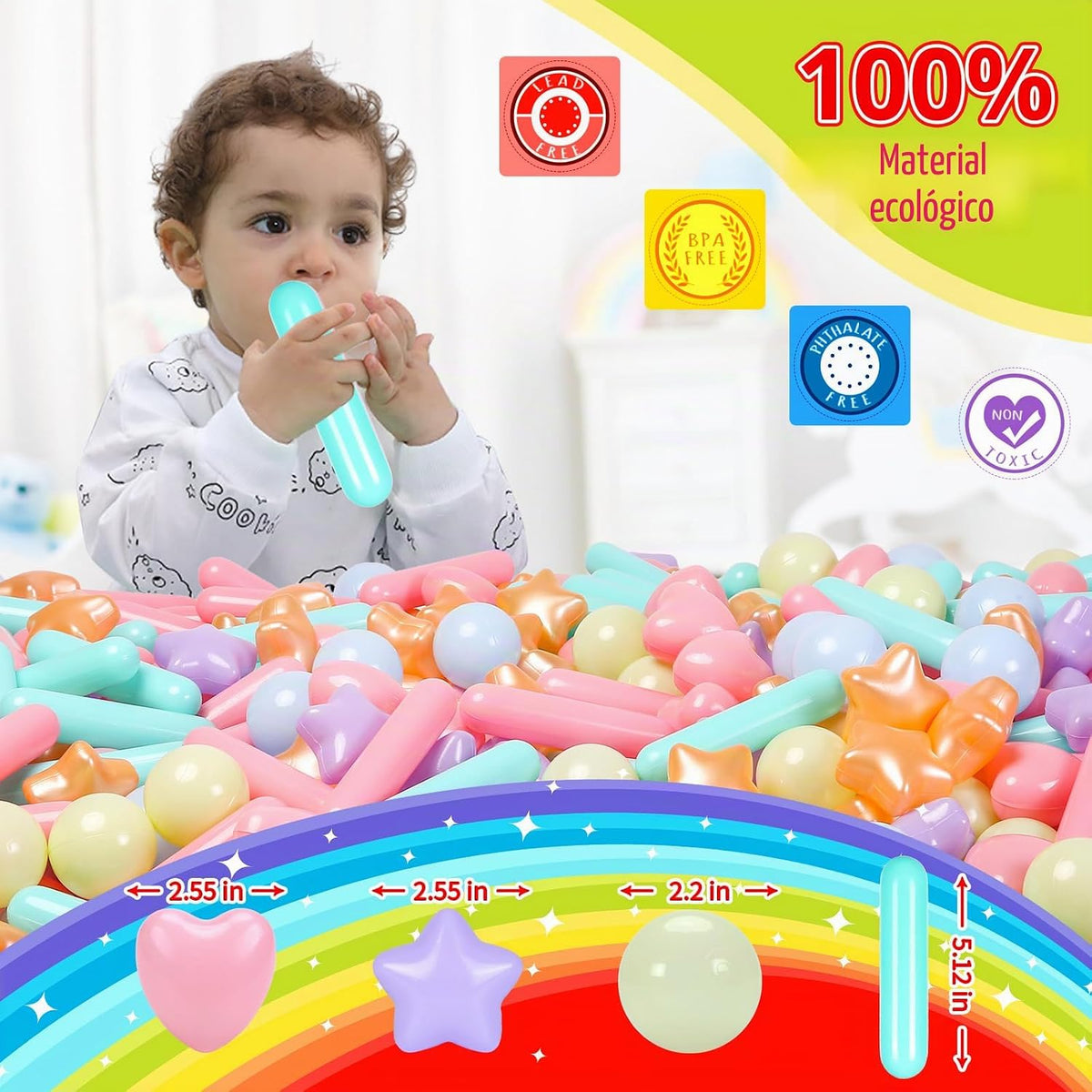 STARBOLO Pelotas para niños pequeños, 500 unidades, color dorado ma...