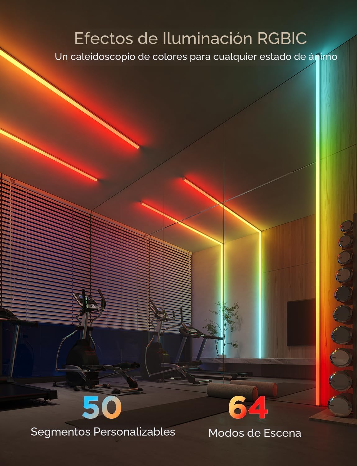 Govee RGBIC - Tira de luces LED de 16.4 pies con cubiertas, luces L...