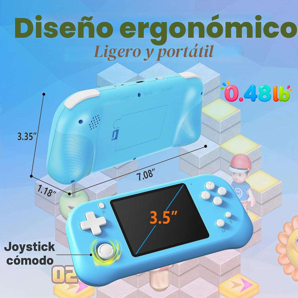 Beijue Juego de mano para niños con pantalla IPS de 3.5 pulgadas, 1...