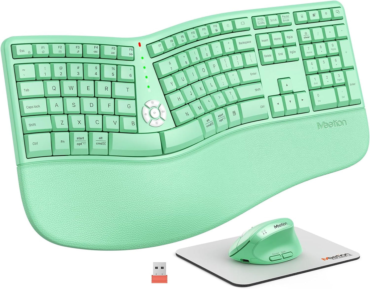 MEETION Teclado y mouse ergonómicos, teclado inalámbrico con mouse...