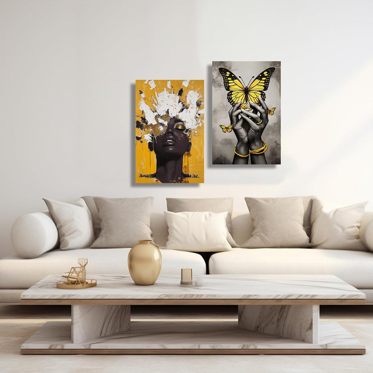 XLMDYYSW Juego de 2 lienzos artísticos abstractos de mujer negra y...