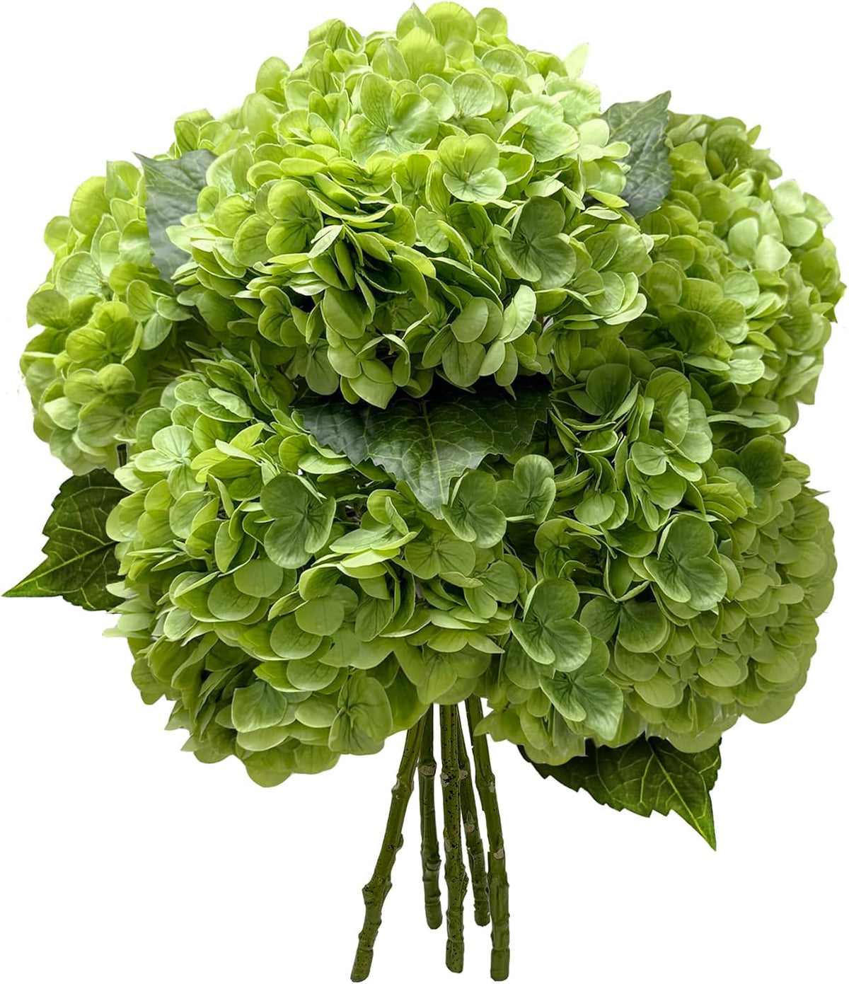 Yatim Hortensias artificiales verdes de 21 pulgadas con tallos, 5 u...