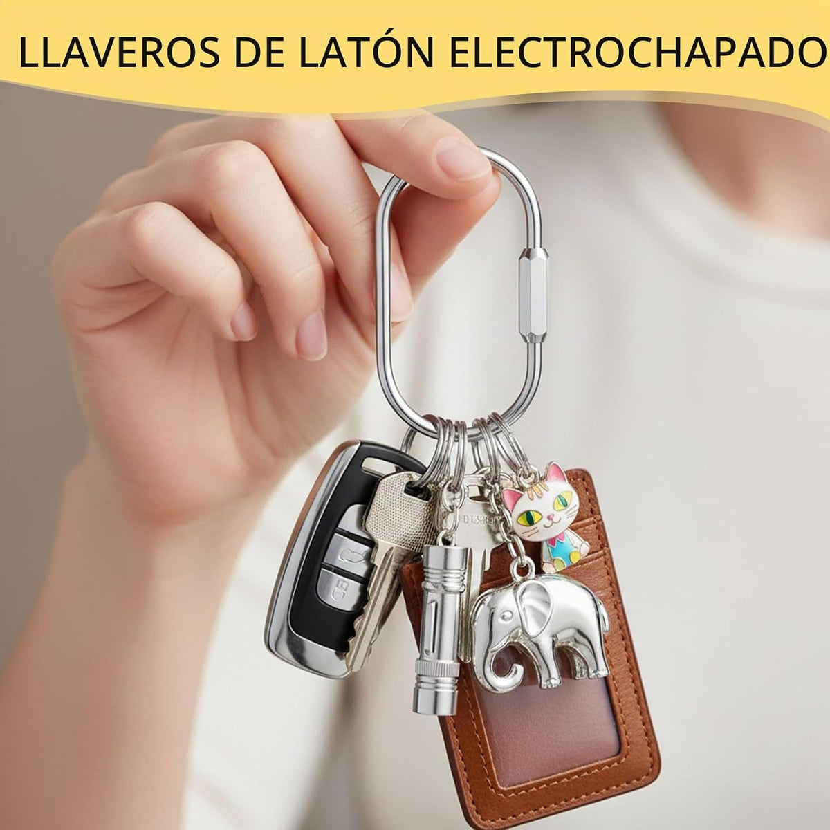 Tiezzi Llaveros de latón dorado, paquete de 10 llaveros con 10 anil...