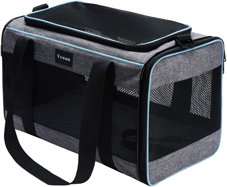 Vceoa Transportador de gatos y perros de 17.5 x 11 x 11 pulgadas, p...