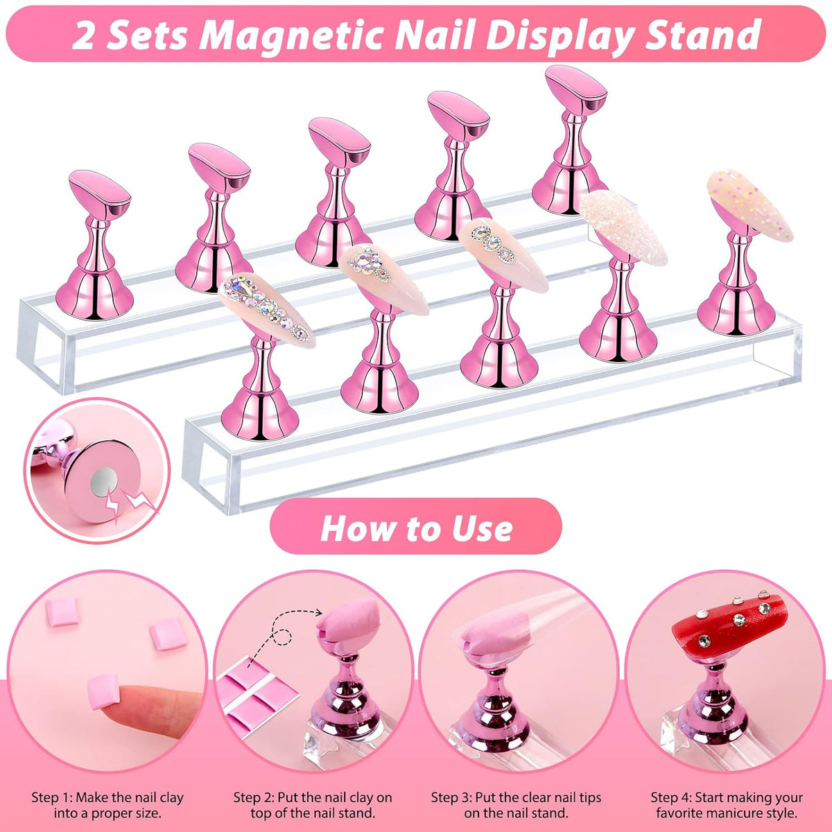 600 piezas de puntas de uñas postizas transparentes estilo ataúd Qi...