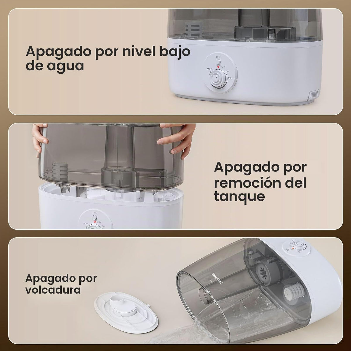 Provirtec Humidificador de tanque limpio de 6.5L para habitación gr...