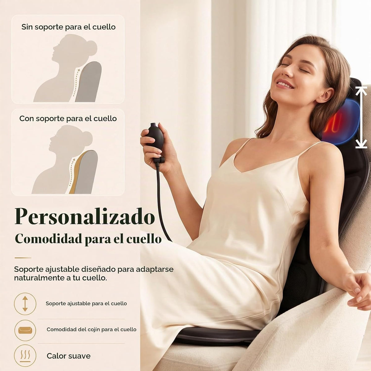 comrelax Masajeador de espalda vibratorio para silla con calor y re...