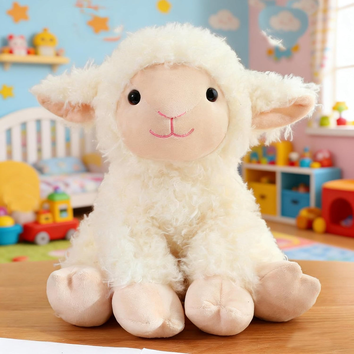 YUKOUQIAN Peluche de oveja de 8 pulgadas para niñas y niños, Navida...